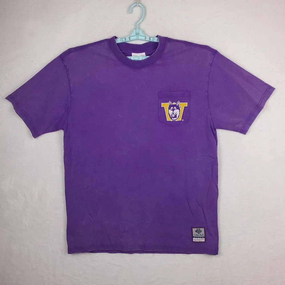 Washington Huskies Mitchell & Ness NCAA‎ Large Shirt Embroidery Logo Pocket NWT